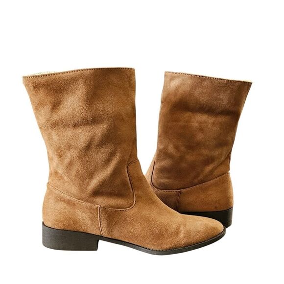 MAURICE'S REGINA FOX FUR ROLL DOWN ANKLE ZIP BOOTS SIZE 10M - Picture 16 of 16